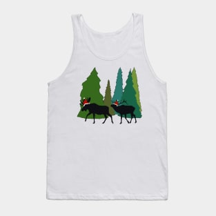 Moose and Elk Play Santa Tank Top